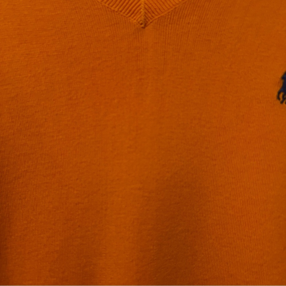 Polo by Ralph Lauren Orange V-Neck Cotton Sweater size large - Picture 3 of 13